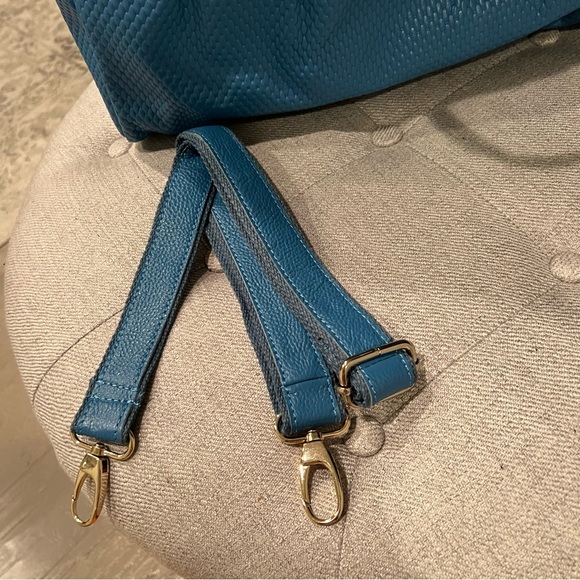 NEW Authentic Leather Baby Blue Purse Handbag - Picture 8 of 15